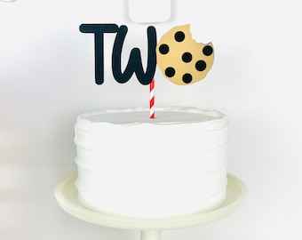 Deux décorations de gâteau au lait et biscuits, deuxième anniversaire, décoration de fête, deuxième anniversaire, décoration de fête pour garçon, deux décorations de gâteau d'anniversaire douces