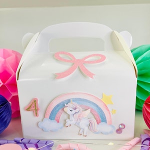 Unicorn Party Favor Box Custom Birthday Treat Box Unicorn Gable Box Birthday Party Treat Thank You Gift Box Unicorn Goodie Box Unicorn Theme