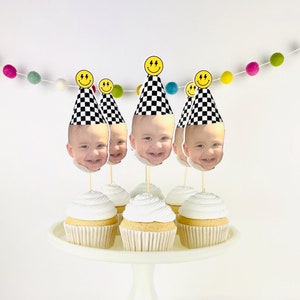 Topper per cupcake One Cool Dude, topper per cupcake con faccina sorridente, decorazione per cupcake One Happy Dude, primo compleanno per ragazzo, ragazzo, 1° compleanno