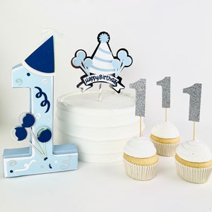 BOYS 1ST BIRTHDAY 3D Centerpiece Versatile Party Decor 1st Birthday Celebration Cake Decoration Blue and White Birthday First Birthday