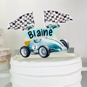 Two Fast Cake Topper Race Car Birthday Decorations Two Fast Two Curious Party Decor Second Birthday Boy Themes Vintage Race Car Cake Topper