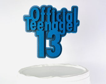 Official TEENAGER 13th BIRTHDAY Cake TOPPER Happy 13th Birthday Decorations Thirteenth Birthday Decor Teenager Birthday Party Supplies