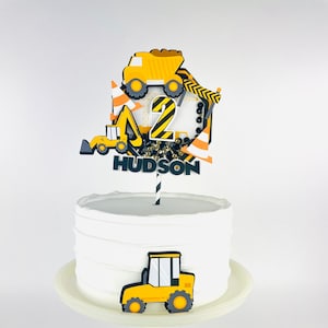 CONSTRUCTION CAKE TOPPER Tractor Custom Cake Topper Construction Zone Birthday Decorations Construction Themed Party 2nd Birthday Party