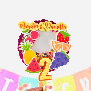 TWOTTI Fruity CAKE TOPPER 2nd Birthday Fruit Decorations Twoti Fruity Theme Second Birthday Cake Topper Fruit Birthday Birthday Decor