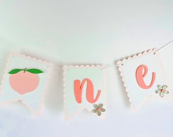 One Sweet Peach Birthday Banner First Birthday Girl Sweet One Birthday Decoration 1st Birthday Girl Decor One Sweet Peach Theme Party Bundle