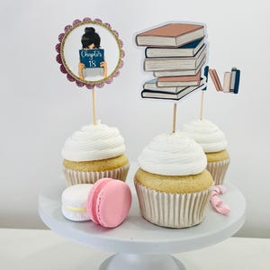 Book Cupcake Toppers Book Themed Cupcake Topper Book Club Party Decor Book Lover Gift For Teen Girl Stack Of Books Decor Chapter 30 Birthday