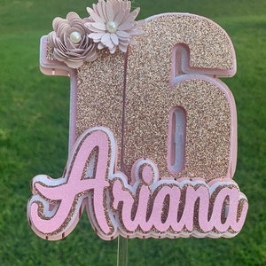 Sweet 16 Birthday Cake Topper 3D Cake Topper Glitter Cake Topper Personalized Cake Topper Sweet Sixteen Party Decorations