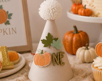 Pumpkin First Birthday Hat Little Pumpkin Party Cone Kids Cake Smash Photo Prop