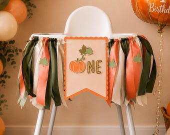 Pumpkin High Chair Banner Little Pumpkin First Birthday Decorations Fall Party Decor