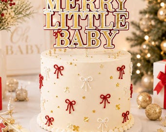 Christmas Baby Shower Cake Topper Merry Little Baby Winter Party Decor