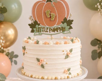 Little Pumpkin Cake Topper, Fall Baby Shower Decor, Gender Neutral Baby Sprinkle Party