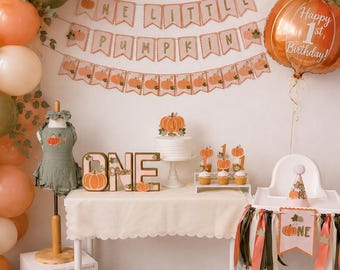 Pumpkin First Birthday Bundle Our Little Pumpkin Is One Baby Girl Fall Party Decorations