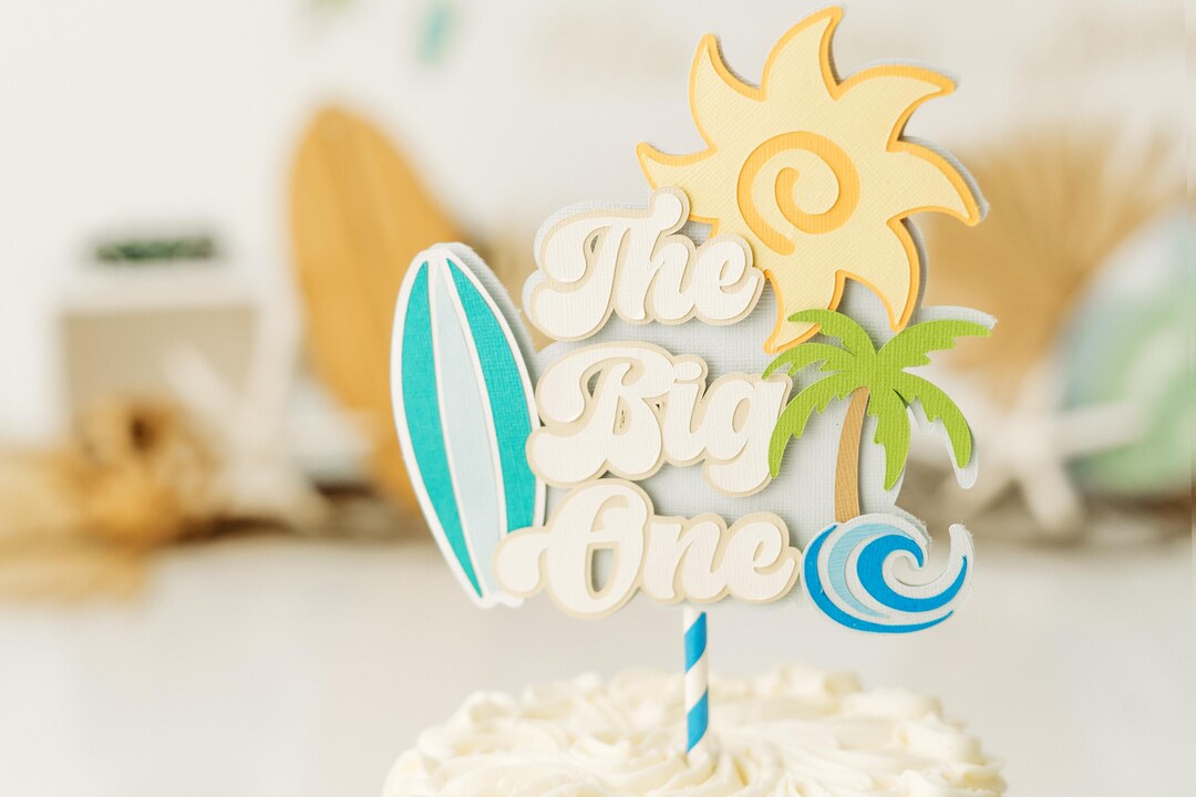 Decorazione per torta a tema surf, decorazione per torta The Big One, compleanno a tema surf, primo compleanno a tema surf, decorazione per torta a tema surf, primo compleanno a tema surf