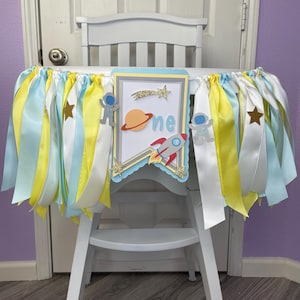 Space 1st Birthday High Chair Banner First Trip Around The Sun Party Decor One Year Old Birthday Decor Space High Chair Decor 1st Birthday
