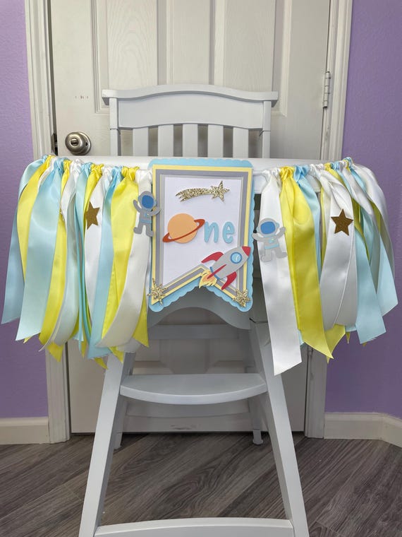Outer Space Hgh Char Banner Planets Astronaut Rocket 1st Brthday Boy - View #6