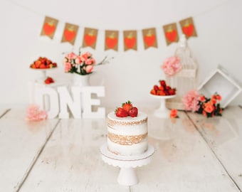 Chapeau De 1er Anniversaire Motif Fraise, 12,7 X 7,9 Cm, Rose Pour Premier Anniversaire