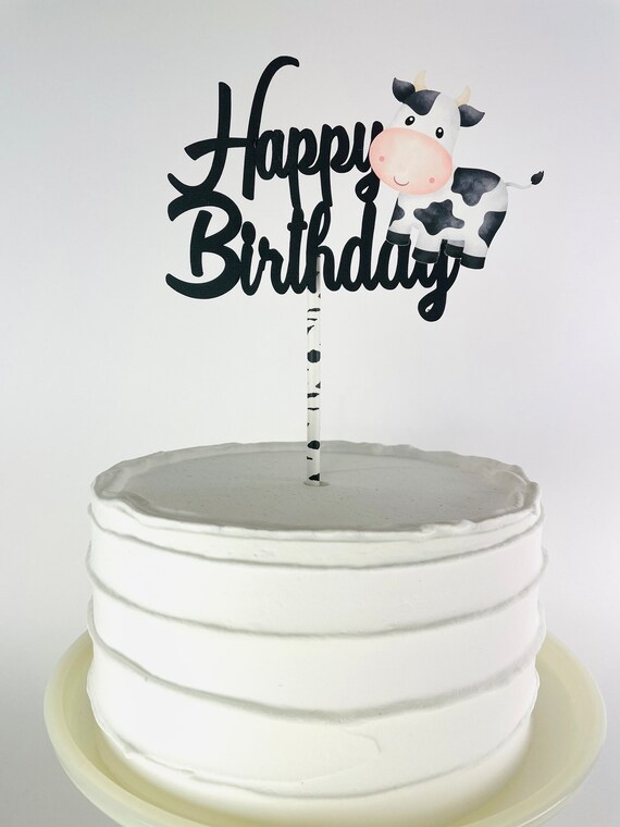 Cow Cake Topper Farm Animal Cake Topper Barnyard Birthday Etsy