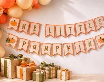 Pumpkin First Birthday Banner One Little Pumpkin Birthday Decor Smash Cake Backdrop Personalized