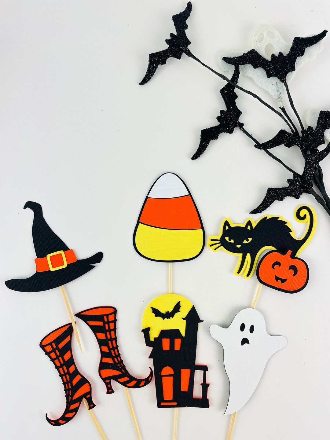 Halloween Cupcake Toppers Spooky Birthday Decor Haunted House