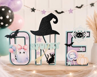 Spooky One Centerpiece Halloween First Birthday Decoration Pastel Ghost Party Table Decor Freestanding Letters