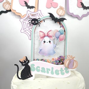 Adorno para tarta espeluznante para niña, adorno para tarta de Halloween para primer cumpleaños, decoración de Halloween en colores pastel, decoración para fiesta de cumpleaños espeluznante, decoración para tarta Smash
