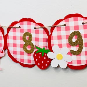 Banner de aniversário de 1º aniversário com frutas vermelhas, banner de foto mensal de morango, decoração para festa de aniversário de 1º aniversário com frutas vermelhas, banner de aniversário de morango