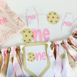 Girl Birthday Decorations Milk and Cookie Theme Birthday Party Decor First Birthday Girl Sweet One Party Decorations Girl Smash Cake Outfit