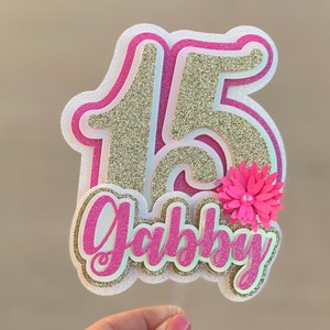 15th BIRTHDAY CAKE TOPPER Quinceañera Topper Quince Cake Topper Happy 15th Birthday Personalized 3D Cake Topper Rose Gold Cake topper