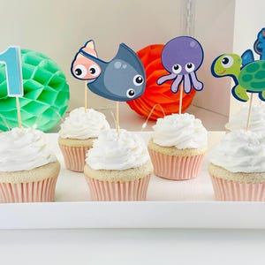 Under The Sea Cake Cupcake Topper Baby Boy 1st Birthday Decoration Ocean Theme Party Oneder The Sea Decor First Birthday First Birthday Boy