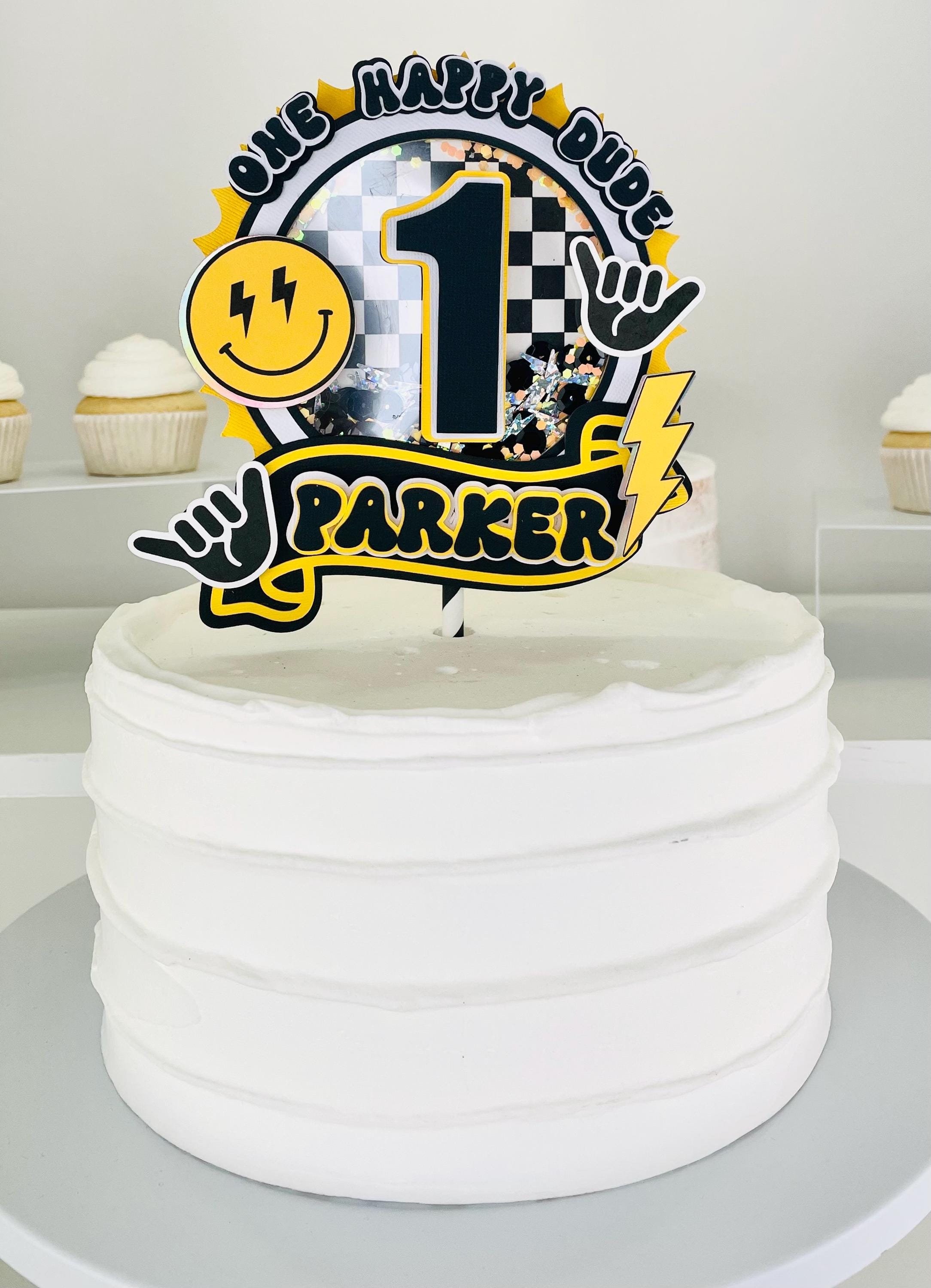 One Happy Dude Shaker Cake Topper, 1st Birthday Boy Party Decor