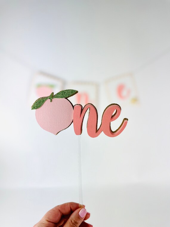 Florcmet 'One Sweet Peach' Cake Topper - Rose Gold, Baby Shower, Birthday, Fruit Theme Decor - View #5