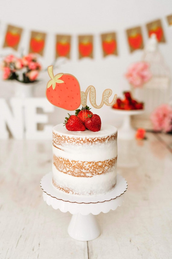 ONE STRAWBERRY CAKE Topper Berry First Birthday Sweet One - Etsy