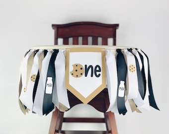 Milk & Cookies Highchair Banner – 1st Birthday Decor