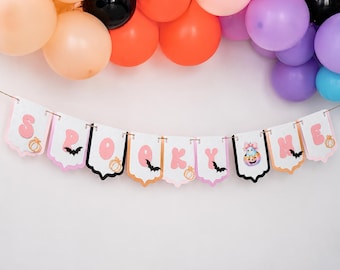 Spooky One Birthday Banner Halloween Girl First Birthday Party Backdrop Decoration