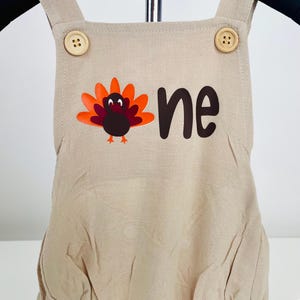 Thanksgiving Baby Romper | Fall First Birthday Outfit | Our Little Turkey Is One | Turkey 1st Birthday | Autumn Baby Girl Boy Clothes