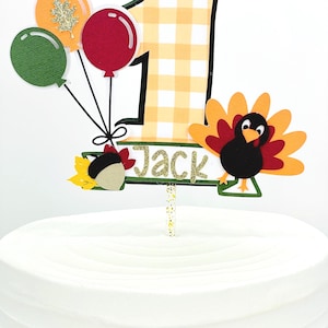 Turkey Birthday Cake Topper Our Little Turkey Is Turning One Decor Fall 1st Birthday Thanksgiving Birthday Cake Topper Autumn Birthday Party