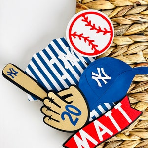 BASEBALL CAKE TOPPER Personalized Baseball Cake Topper First Pitch Cake Topper Baseball Party Supplies Sports Birthday Decorations