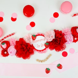 Strawberry Baby Shower Sash Maternity Belly Sash A Berry Sweet Baby Shower Mommy To Be Sash Pink Berry Sweet Shower Decor Daddy To Be Pin