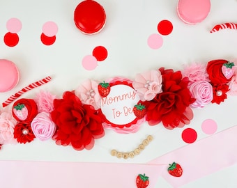 Strawberry Baby Shower Sash Maternity Belly Sash A Berry Sweet Baby Shower Mommy To Be Sash Pink Berry Sweet Shower Decor Daddy To Be Pin