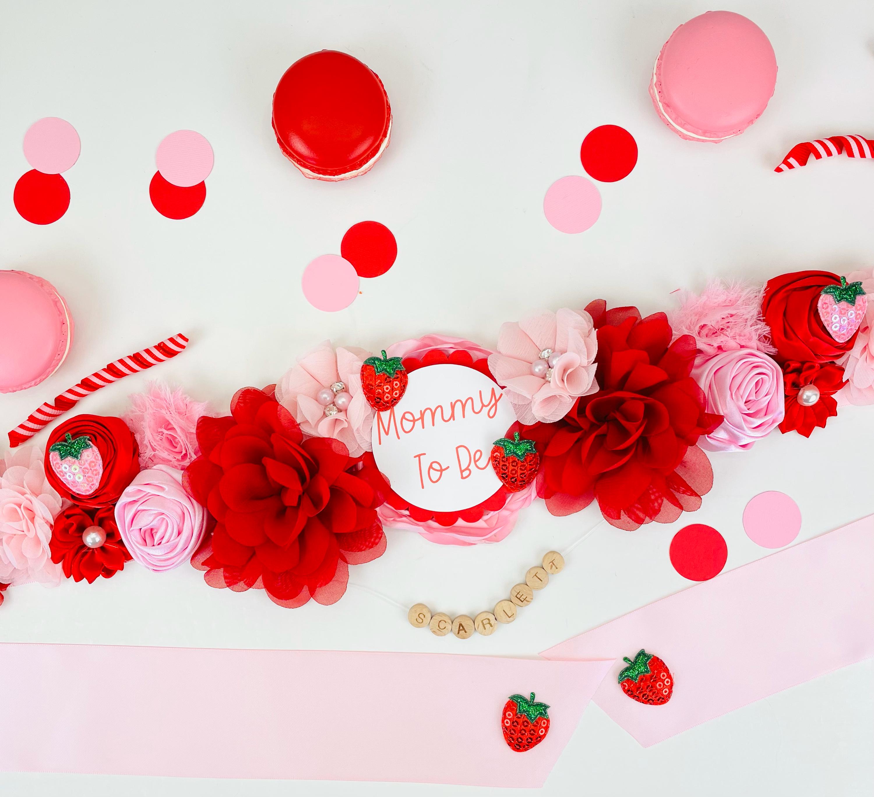 Glitzer-Erdbeer-Banner Für Geburtstag & Babyparty – Bewegliche Buchstaben, Funkelnde Deko