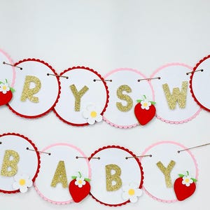 Berry Sweet Baby Shower Banner Strawberry Baby Shower Decor Girl Baby Shower Decoration Fruit Theme Party Sign Pink Red Baby Shower Banner
