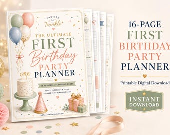 First Birthday Party Planner Printable, 1st Birthday Checklist, Budget Guest List, Instant Download PDF