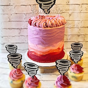 FOURNADO CAKE TOPPER Fournado Cupcake Toppers Quatrième Décorations De Fête D'anniversaire Tornade Météo Anniversaire Paillettes Argentées De Décoration De Gâteau
