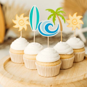 The Big One Surf Cupcake Toppers Retro Boy Surf Birthday Vintage Surf Birthday Surfing First Birthday Boho Beach Birthday Big One Surf