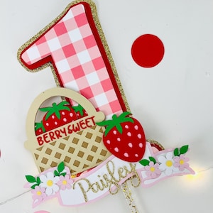 Strawberry First Birthday Cake Topper Sweet One Cake Topper Berry First Birthday Decorations Berry Sweet One 1st Birthday Strawberry Theme