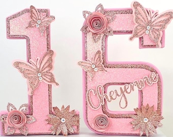 Sweet 16 Table Centerpiece – Personalized 3D Birthday Decor
