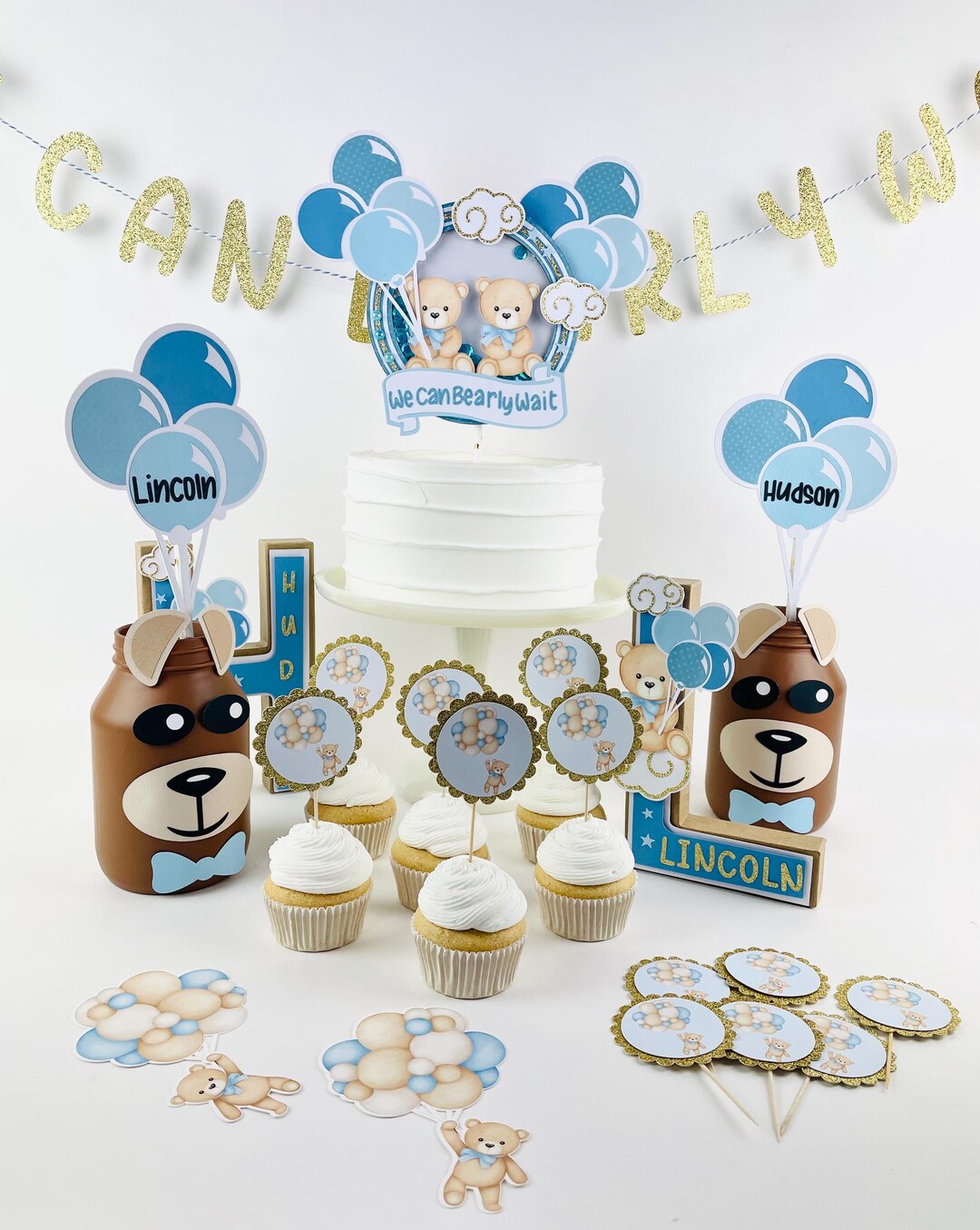 We Can Bearly Wait Decorations Teddy Bear Baby Shower It's A Boy Baby ...