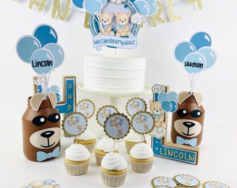 Wir können Bären-Dekorationen Teddybär-Babyparty warten Es ist ein Junge-Babyparty-Bundle-Bär-Thema-Babyparty-Kit-Babyparty-Zubehör-Junge
