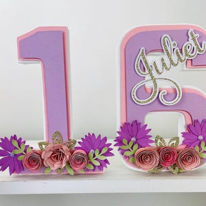 16歳の誕生日に女の子のためのスイート16歳の誕生日センターピース、16歳の誕生日パーティーの装飾、パーソナライズされた十代の女の子の誕生日デコレーション、カスタムネームテーブルデコレーション