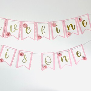 ONE BIRTHDAY BANNER First Birthday Banner Personalized Birthday Banner Pink & Gold Banner 1st Birthday Banner Bday Girl Birthday decor